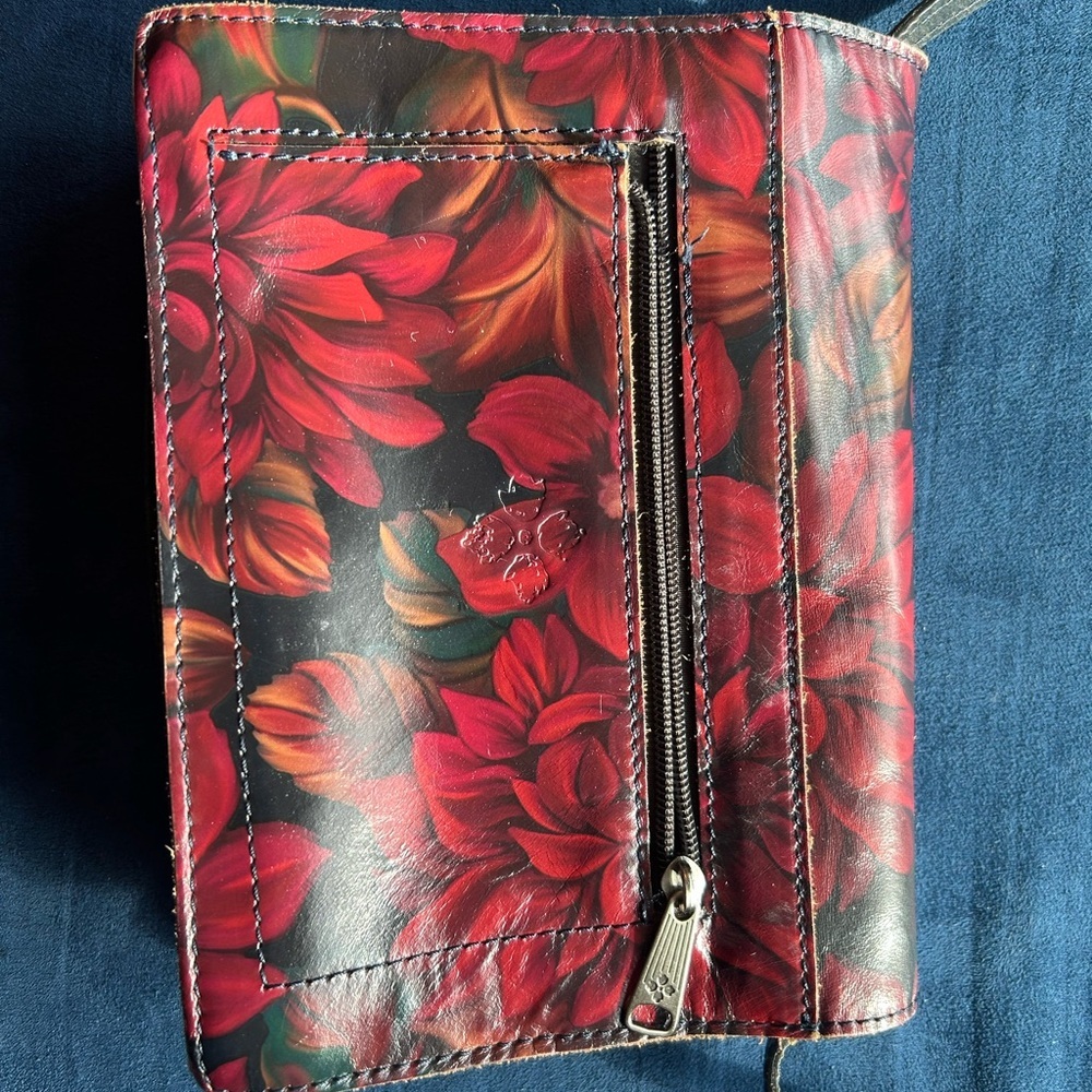 Patricia Nash Burgundy and Black Floral Crossbody Bag - Picture 7 of 11